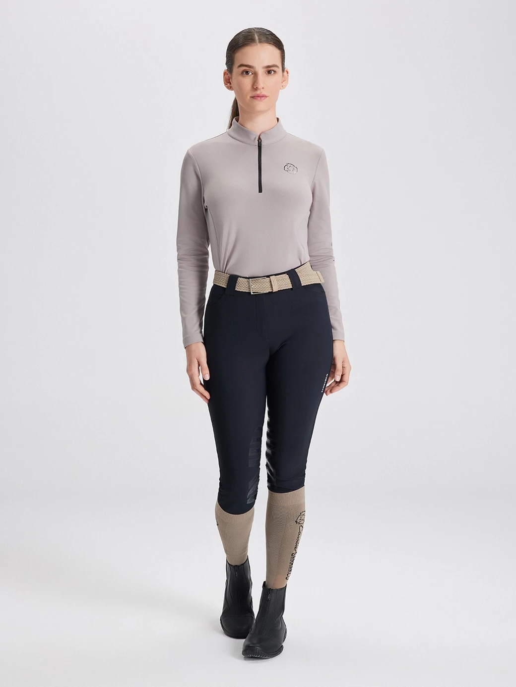 ASPEN BEIGE WOMEN'S LONG SLEEVE BASE LAYER QUARTER ZIP