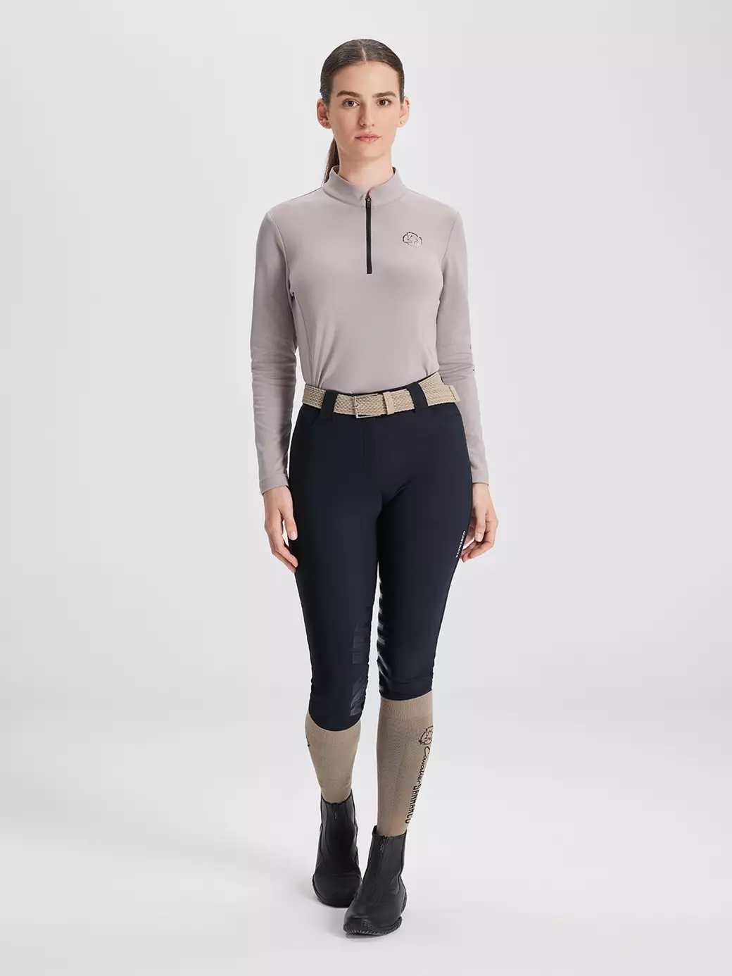 ASPEN BEIGE KADIN UZUN KOL FERMUARLI T-SHIRT