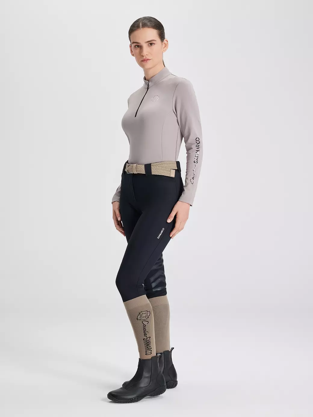 ASPEN BEIGE KADIN UZUN KOL FERMUARLI T-SHIRT