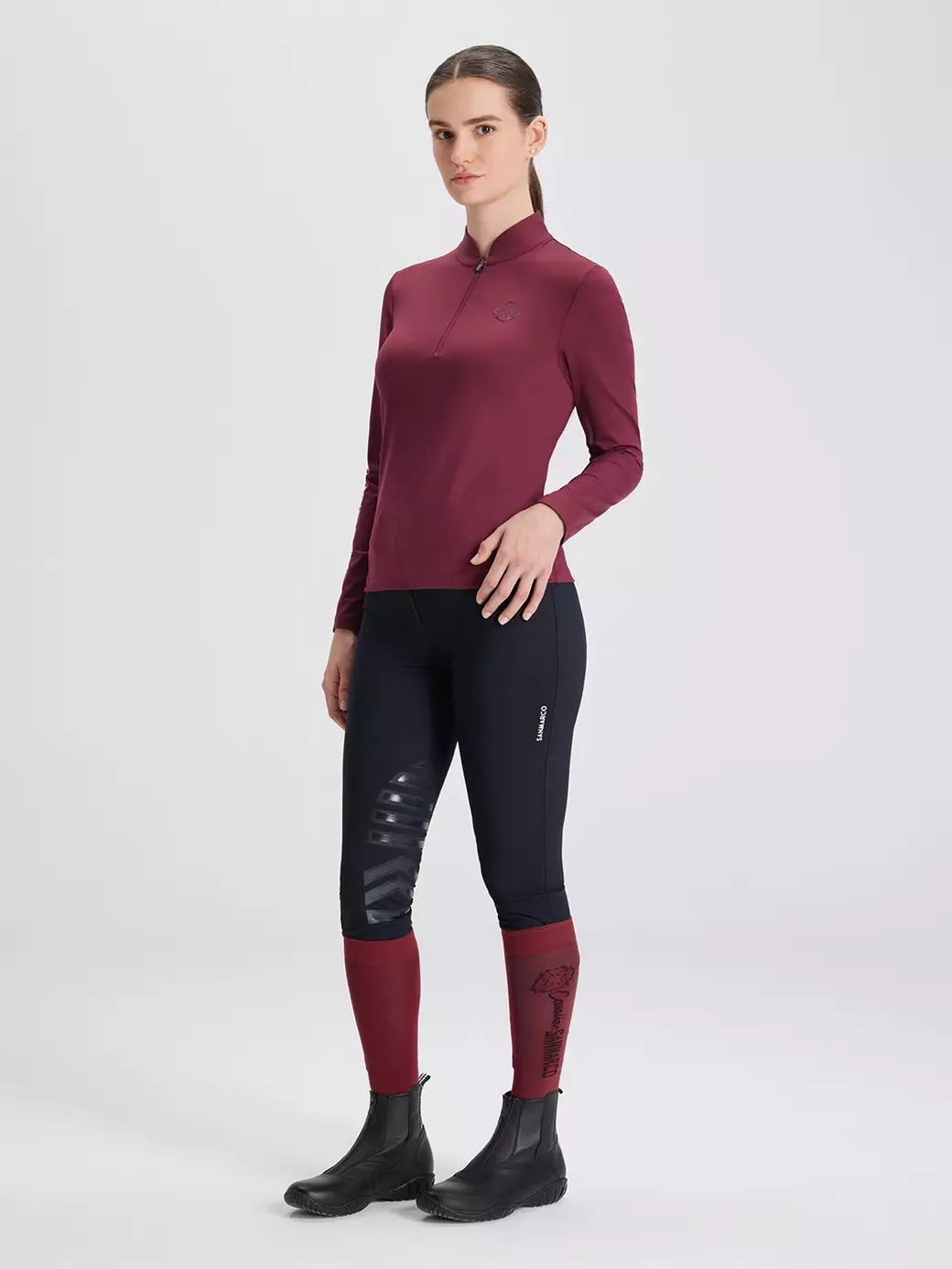 ASPEN BORDEAUX KADIN UZUN KOL FERMUARLI T-SHIRT