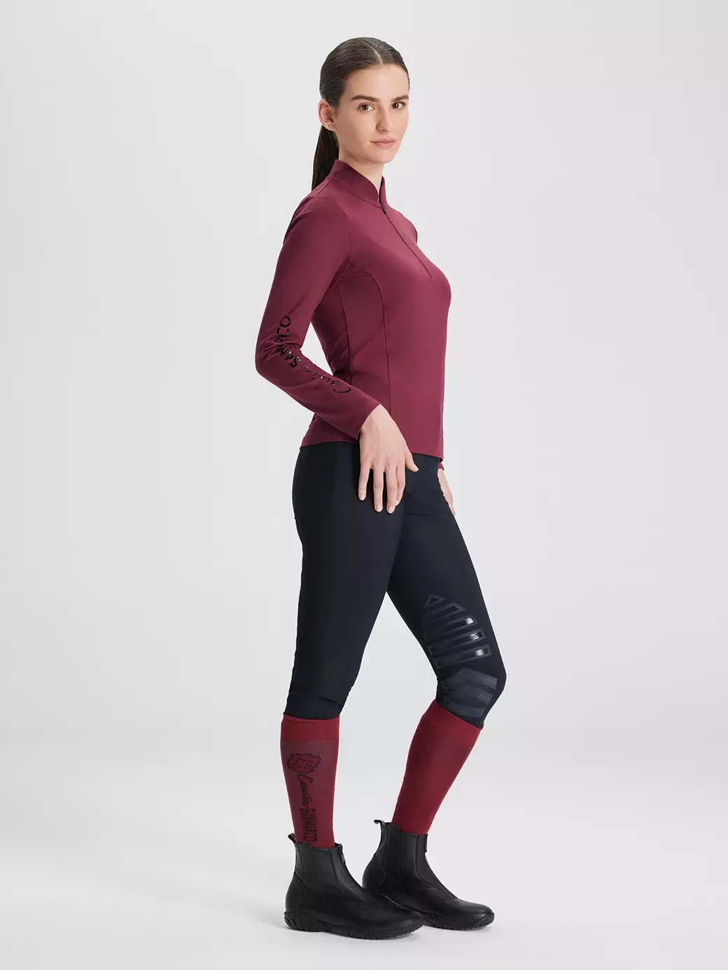 ASPEN BORDEAUX KADIN UZUN KOL FERMUARLI T-SHIRT