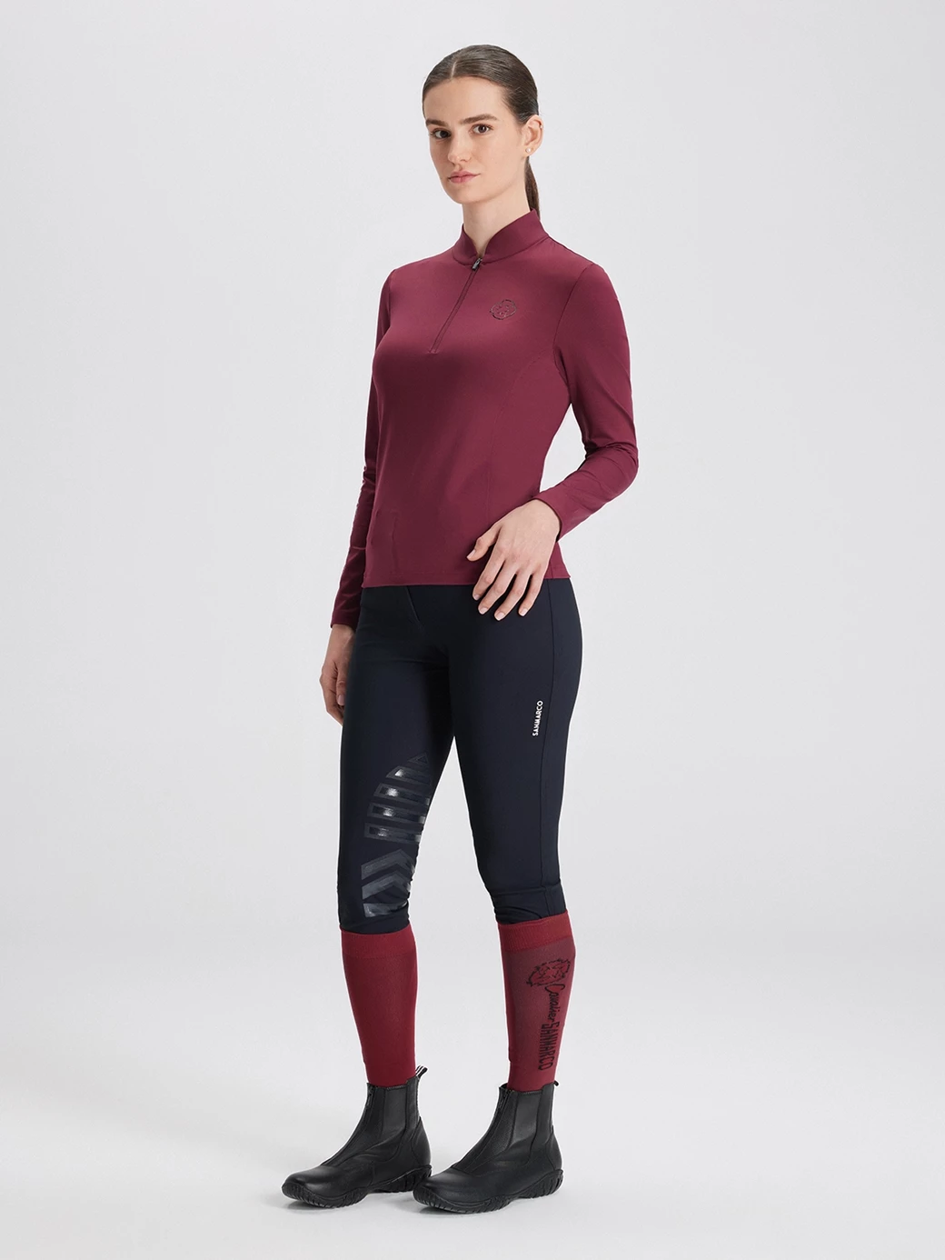 ASPEN BORDEAUX WOMEN'S LONG SLEEVE BASE LAYER QUARTER ZIP 
