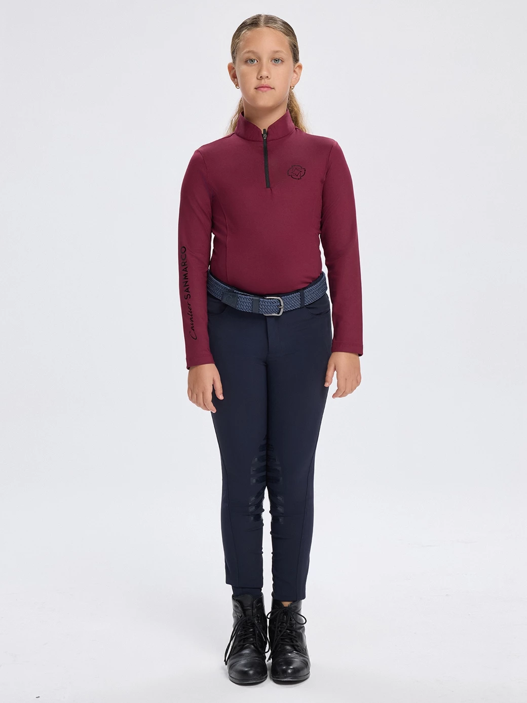 ASPEN-JR BORDEAUX GIRL'S LONG SLEEVE BASE LAYER QUARTER ZIP 