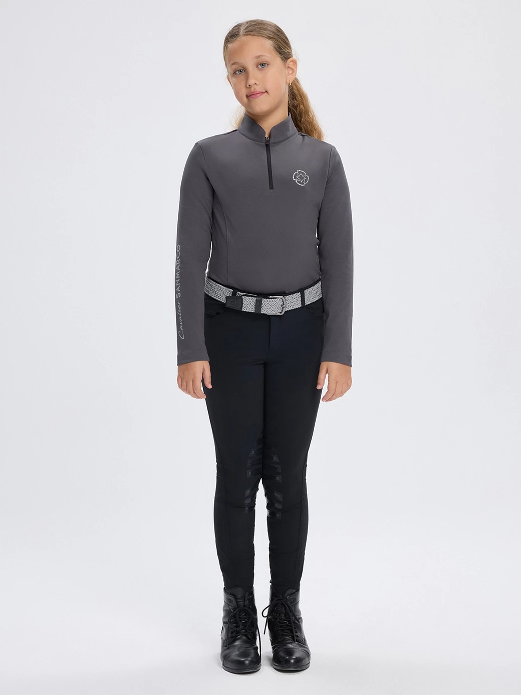 ASPEN-JR DARK GRAY MAGLIETTA RAGAZZA MANICA LUNGA QUARTER ZIP 