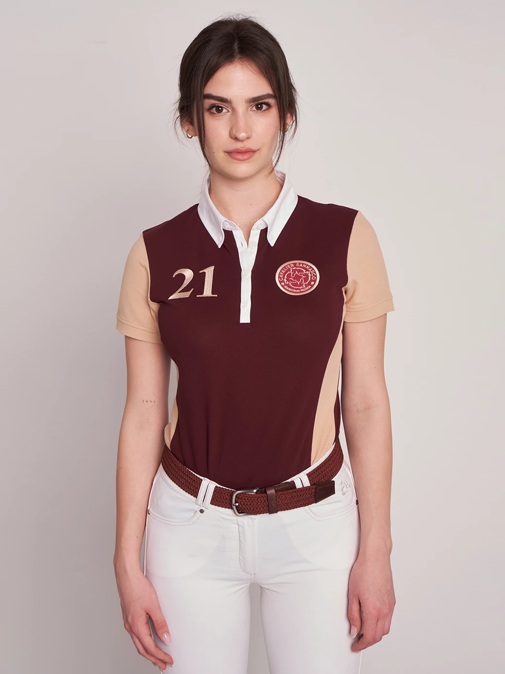 CANNES BORDEAUX/BEIGE WOMEN'S SOFT TRAINING POLO