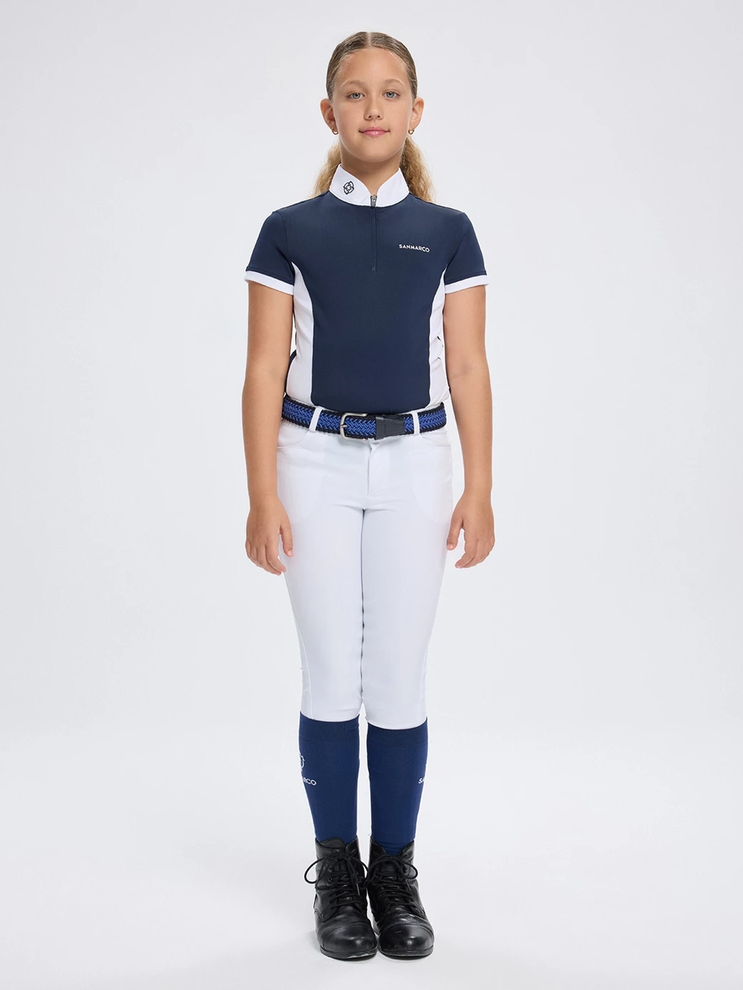 ENZA-JR NAVY/WHITE POLO DA CONCORSO RAGAZZA MANICA CORTA 