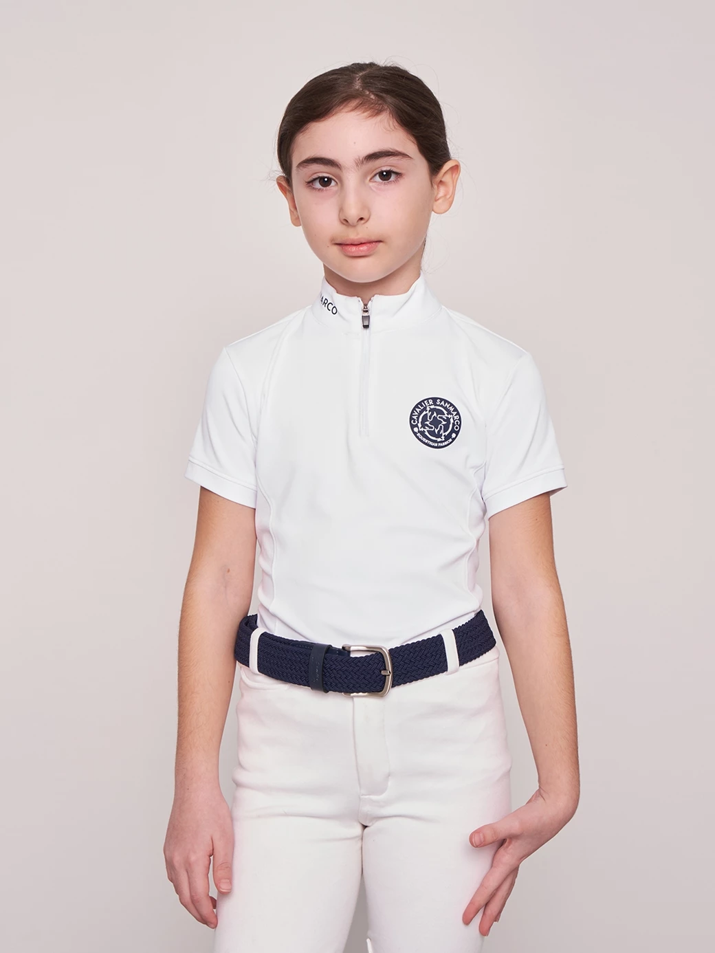 ENZA-JR WHITE GIRL'S COMPETITION POLO SHORT SLEEVE