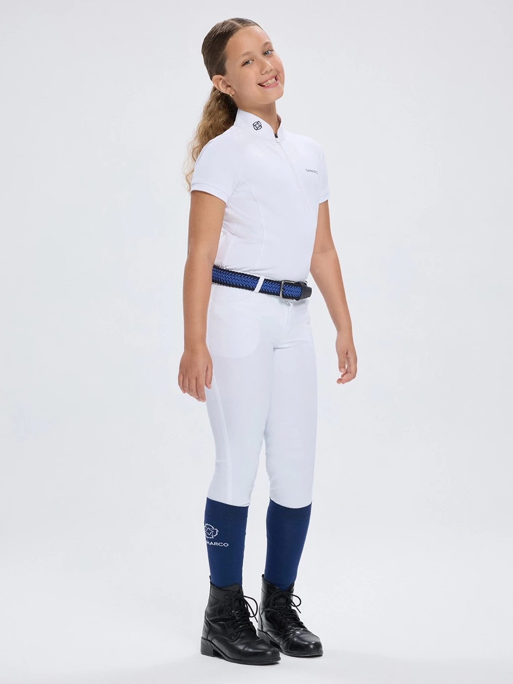 ENZA-JR WHITE GIRL'S COMPETITION POLO SHORT SLEEVE 