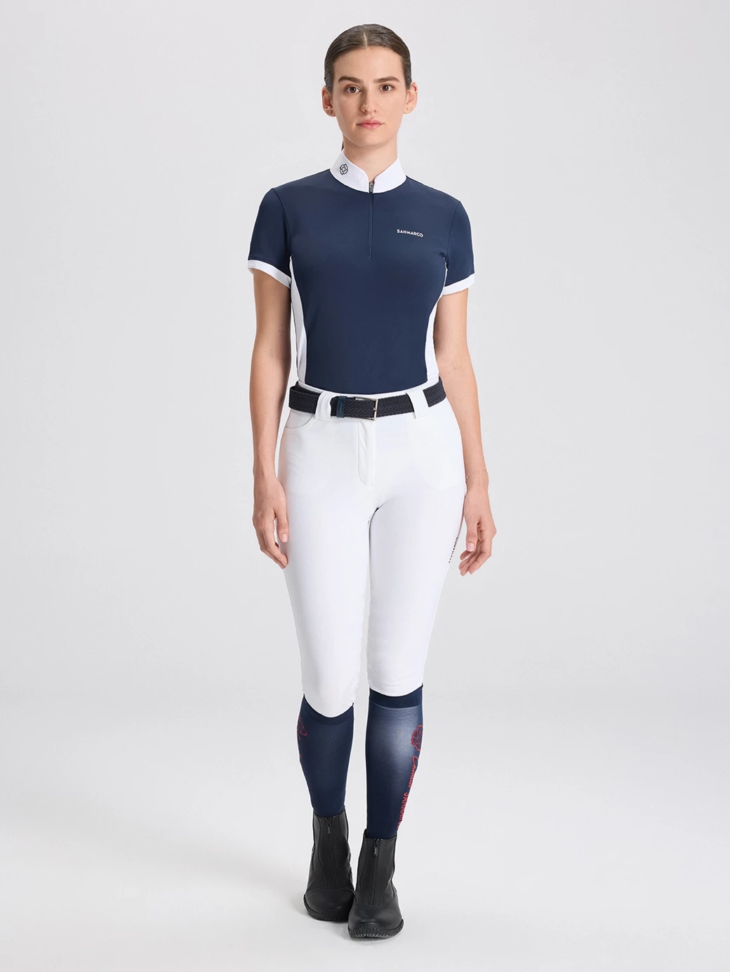 ENZA NAVY/WHITE WOMEN'S COMPETITION POLO SHORT SLEEVE 