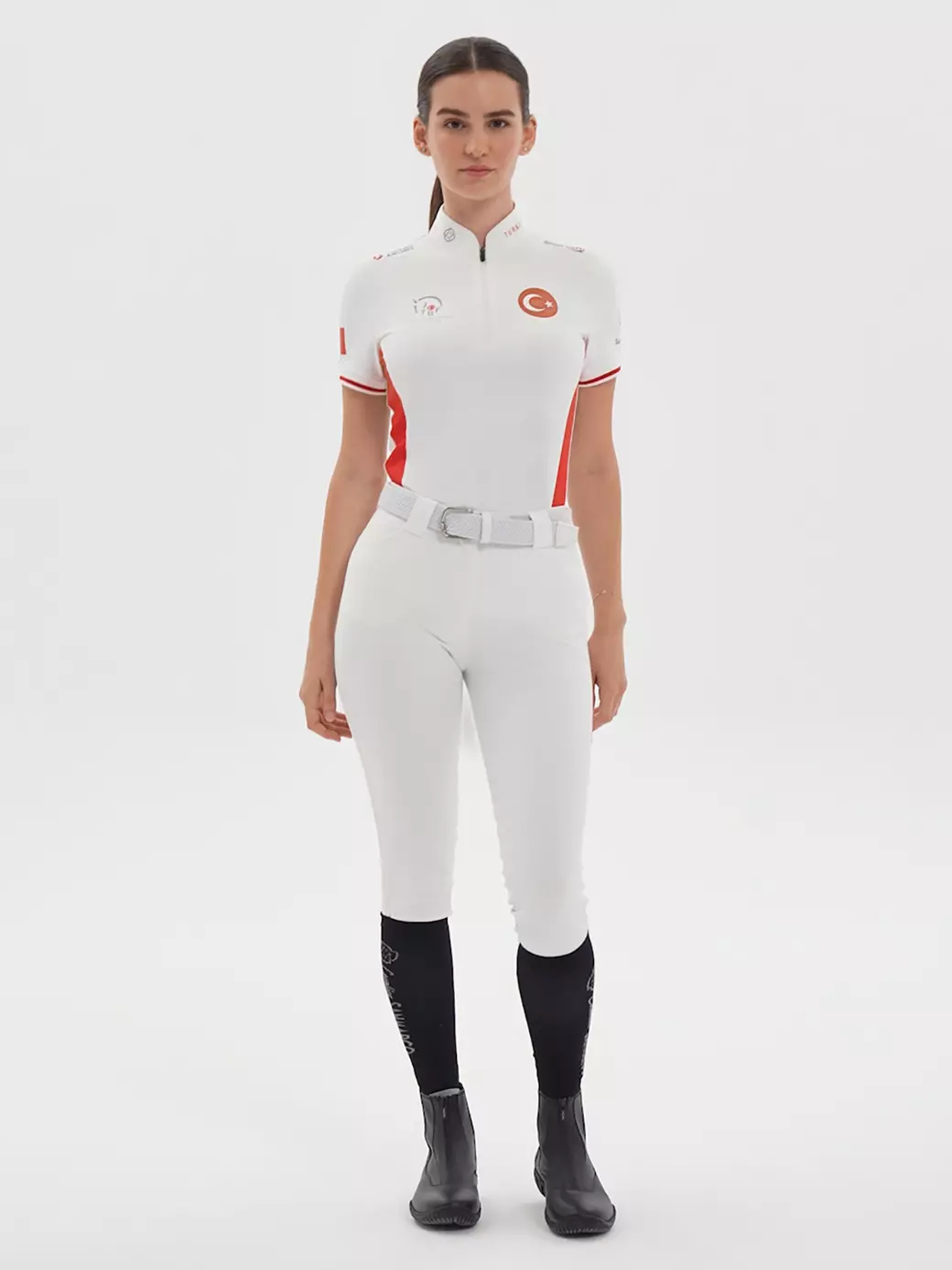 ENZA-TBF WHITE/RED KADIN KISA KOL YARIŞMA POLO X TEAM TÜRKİYE