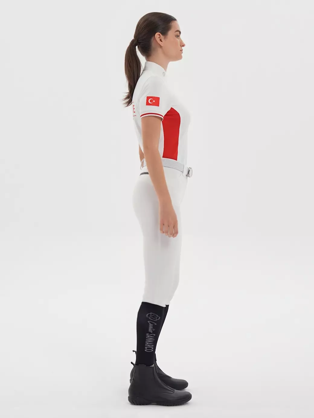 ENZA-TBF WHITE/RED KADIN KISA KOL YARIŞMA POLO X TEAM TÜRKİYE