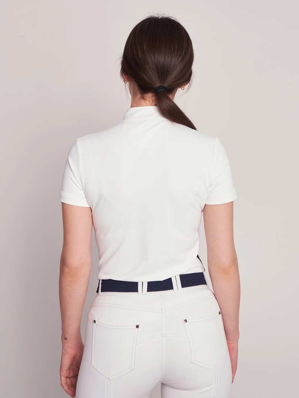 ENZA WHITE/NAVY WOMEN'S COMPETITION POLO SHORT SLEEVE