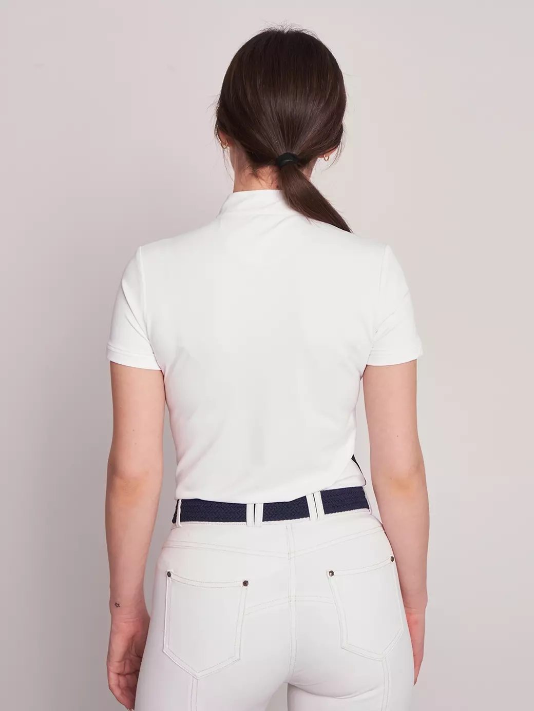 ENZA WHITE/NAVY KADIN KISA KOL YARIŞMA POLO