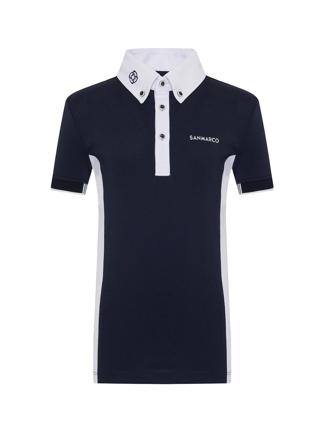 ENZO-JR NAVY/WHITE BOY'S COMPETITION POLO SHORT SLEEVE