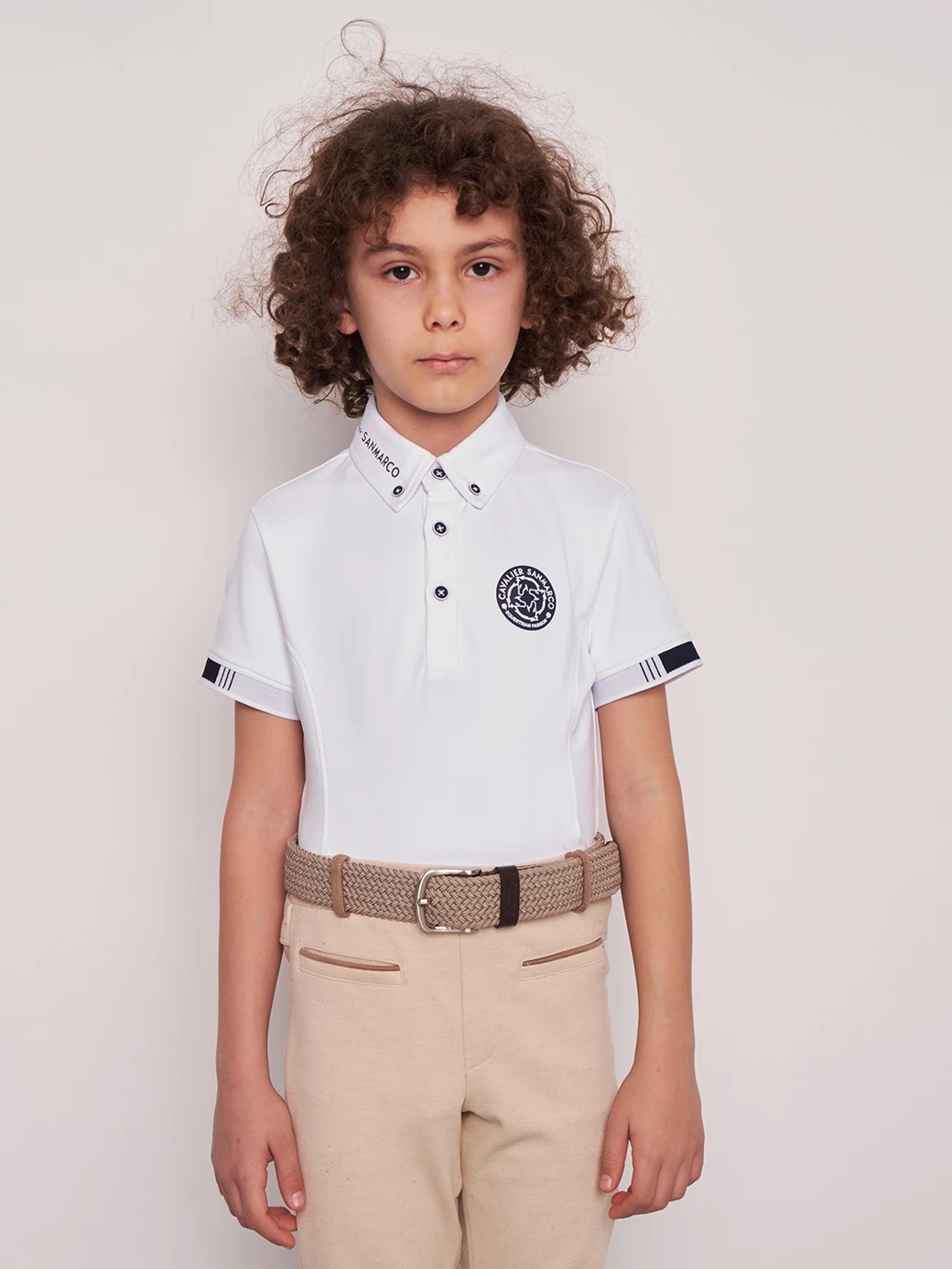 ENZO-JR WHITE BOY'S COMPETITION POLO SHORT SLEEVE