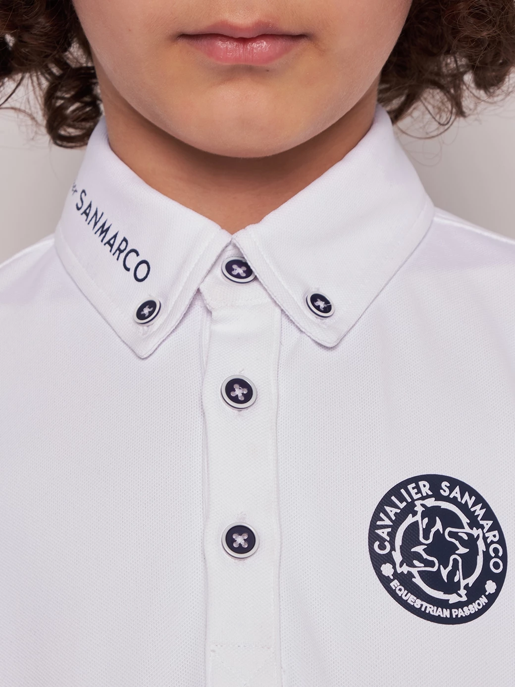 ENZO-JR WHITE BOY'S COMPETITION POLO SHORT SLEEVE