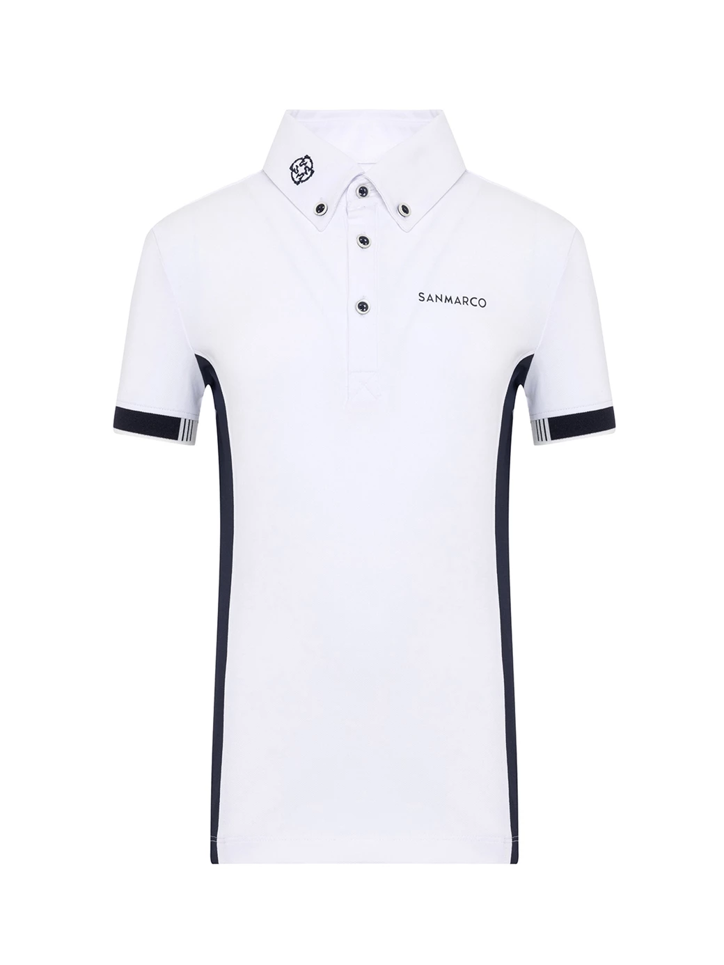 ENZO-JR WHITE/NAVY BOY'S COMPETITION POLO SHORT SLEEVE