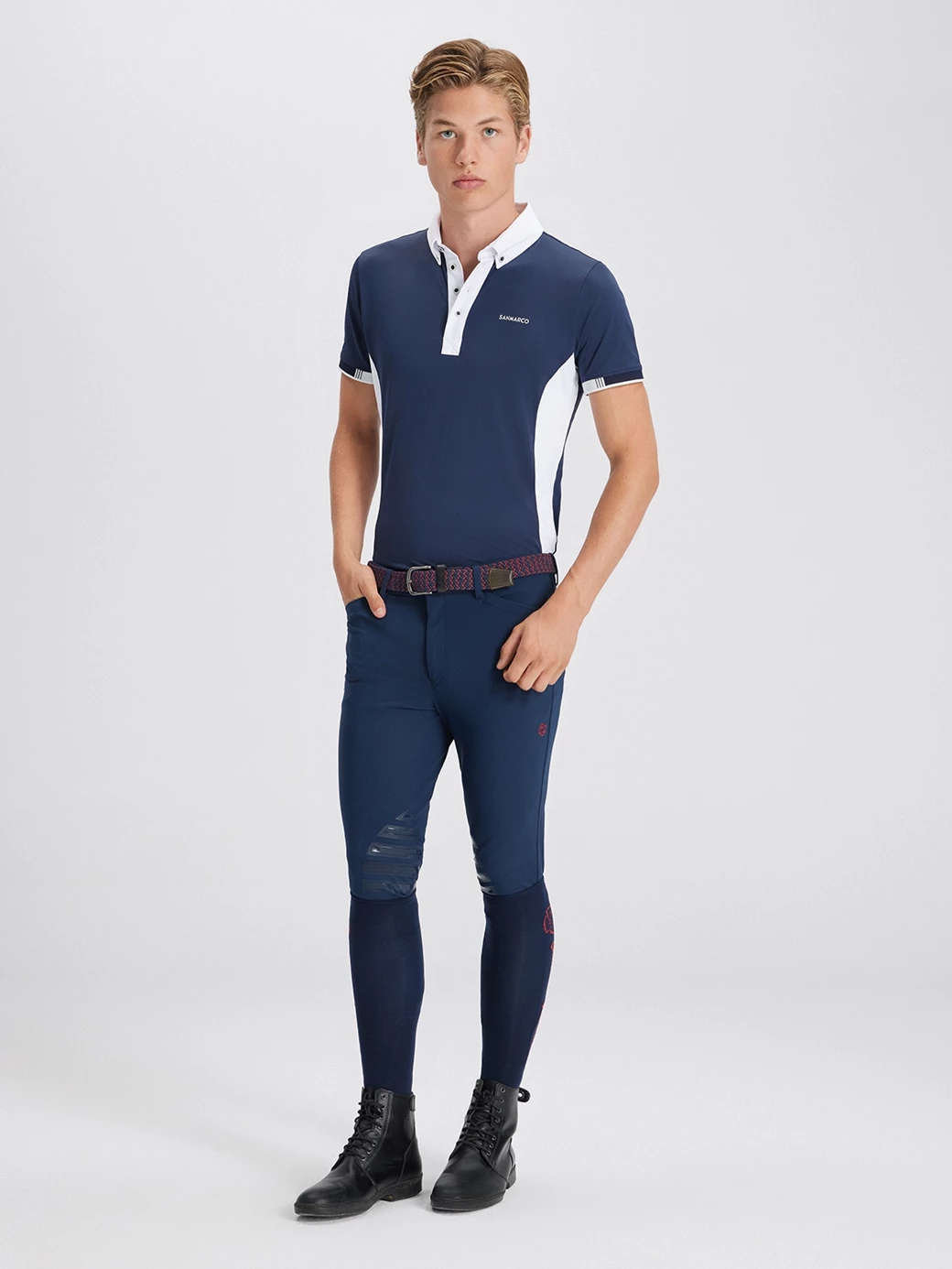 ENZO NAVY/WHITE POLO DA CONCORSO UOMO MANICA CORTA 