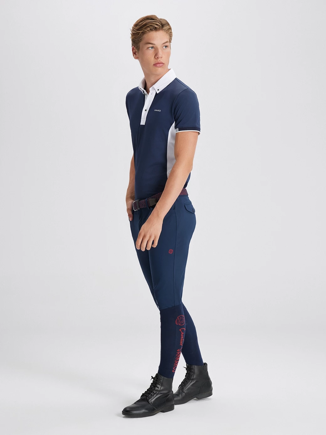 ENZO NAVY/WHITE POLO DA CONCORSO UOMO MANICA CORTA 