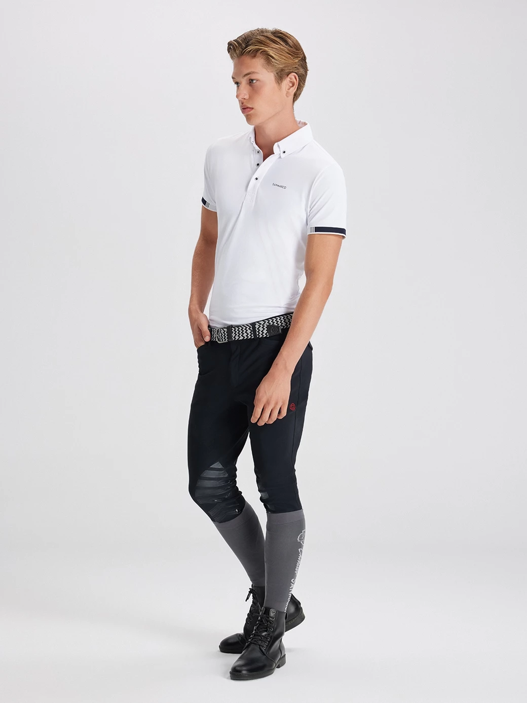 ENZO WHITE MEN'S COMPETITION POLO SHORT SLEEVE