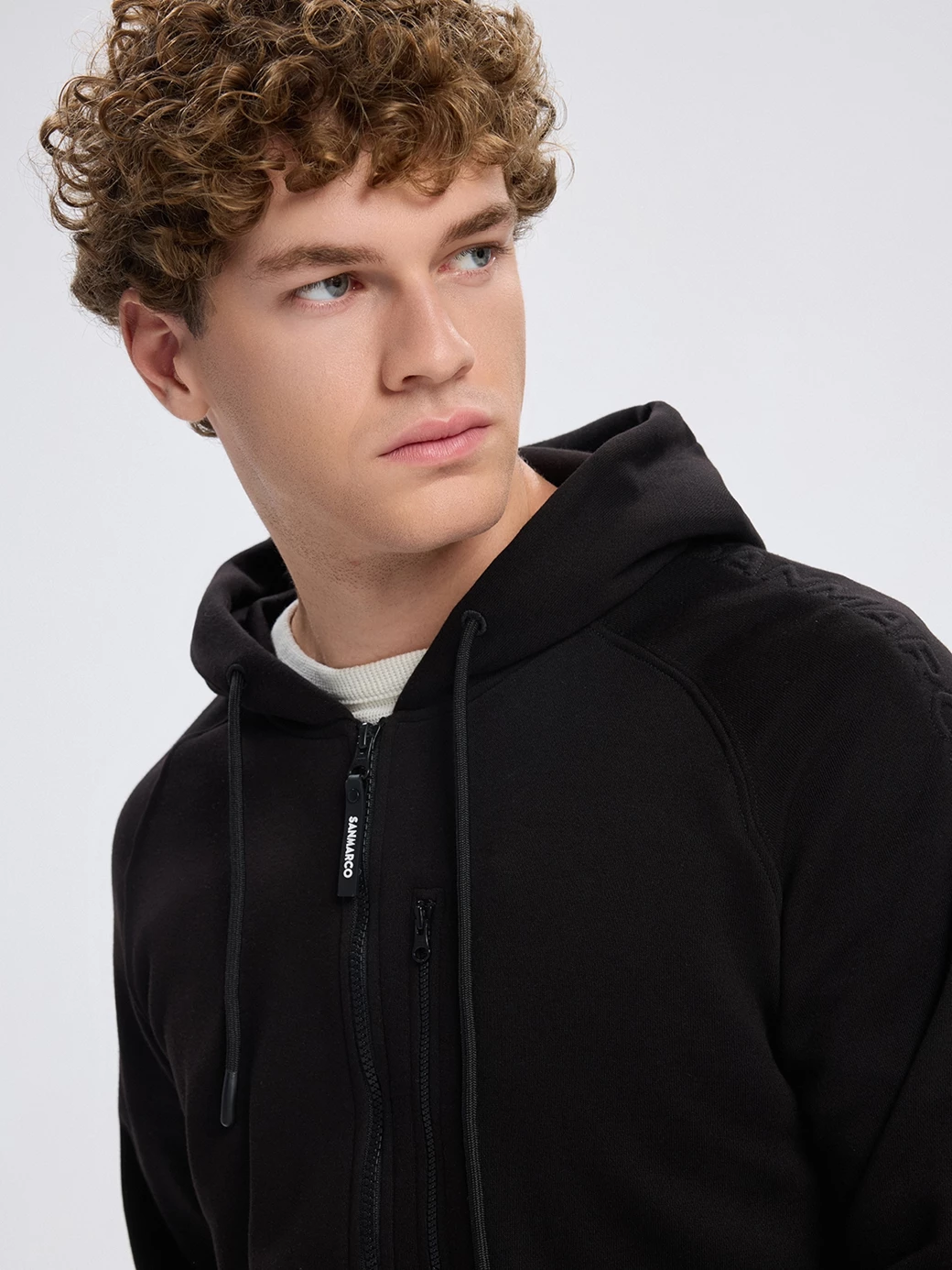 FIRENZE BLACK UNISEX ZIP-UP HOODIE