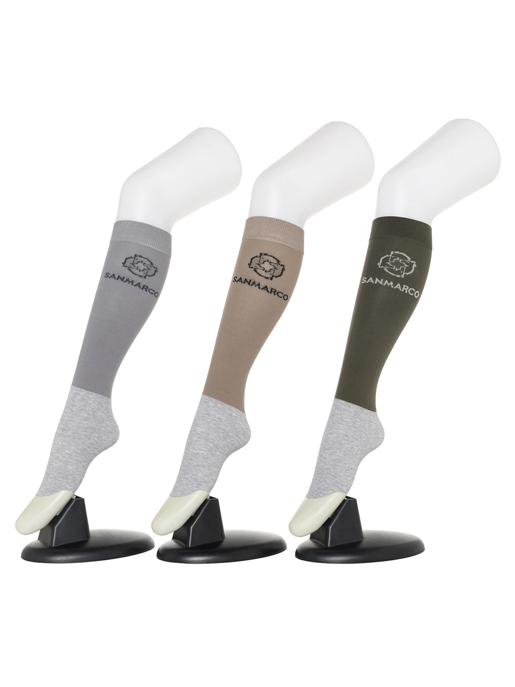 FONDI-3XB SET #2/L.Gray,Beige,Green WOMEN'S ALL-SEASON RIDING SOCKS 3 PACK BUNDLE 