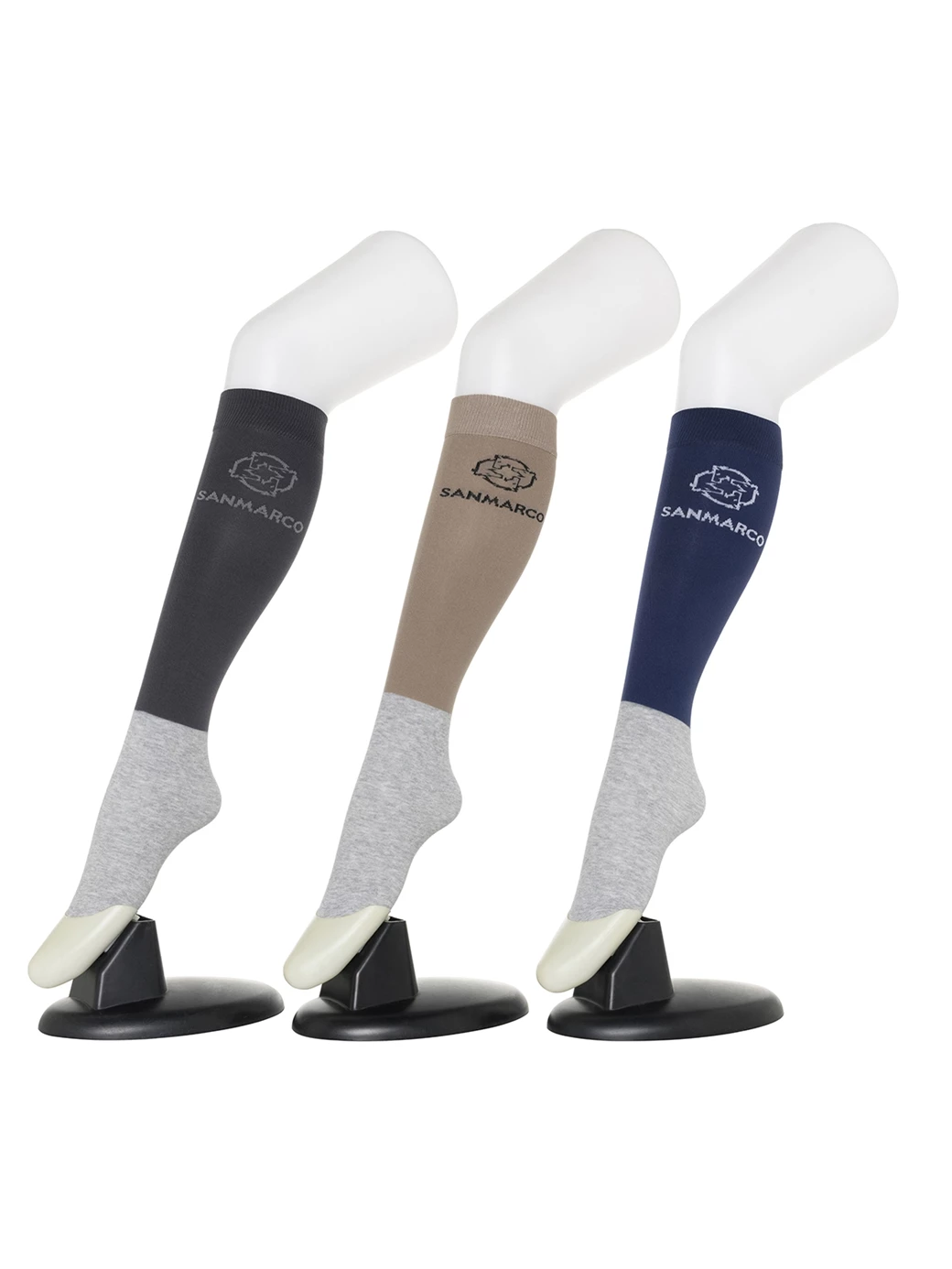 FONDI-3XB SET #3/D.Gray;Beige,Royal Blue WOMEN'S ALL-SEASON RIDING SOCKS 3 PACK BUNDLE 