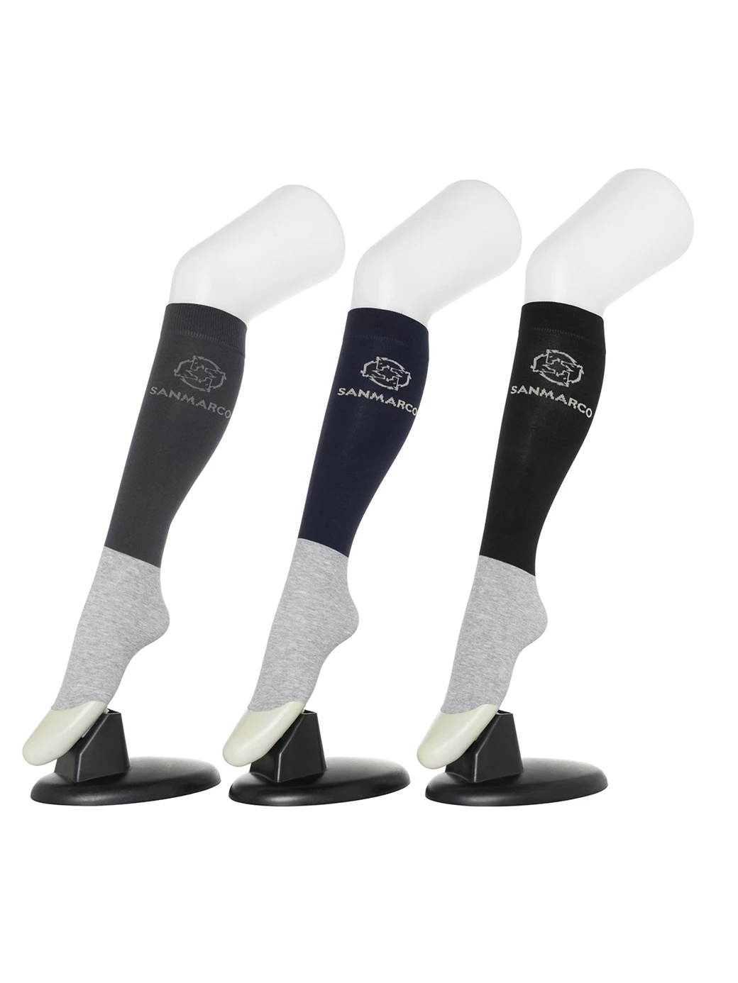 FONDI-3XB SET #5/D.Gray,Navy,Black WOMEN'S ALL-SEASON RIDING SOCKS 3 PACK BUNDLE 