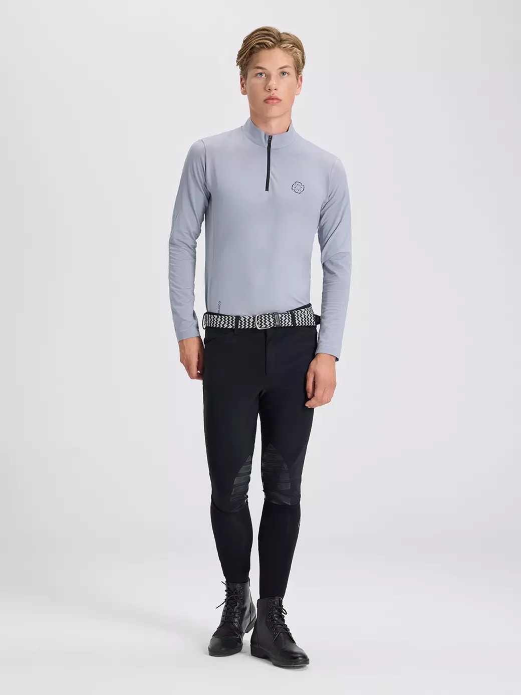 HELSINKI LIGHT GRAY MEN'S LONG SLEEVE BASE LAYER QUARTER ZIP