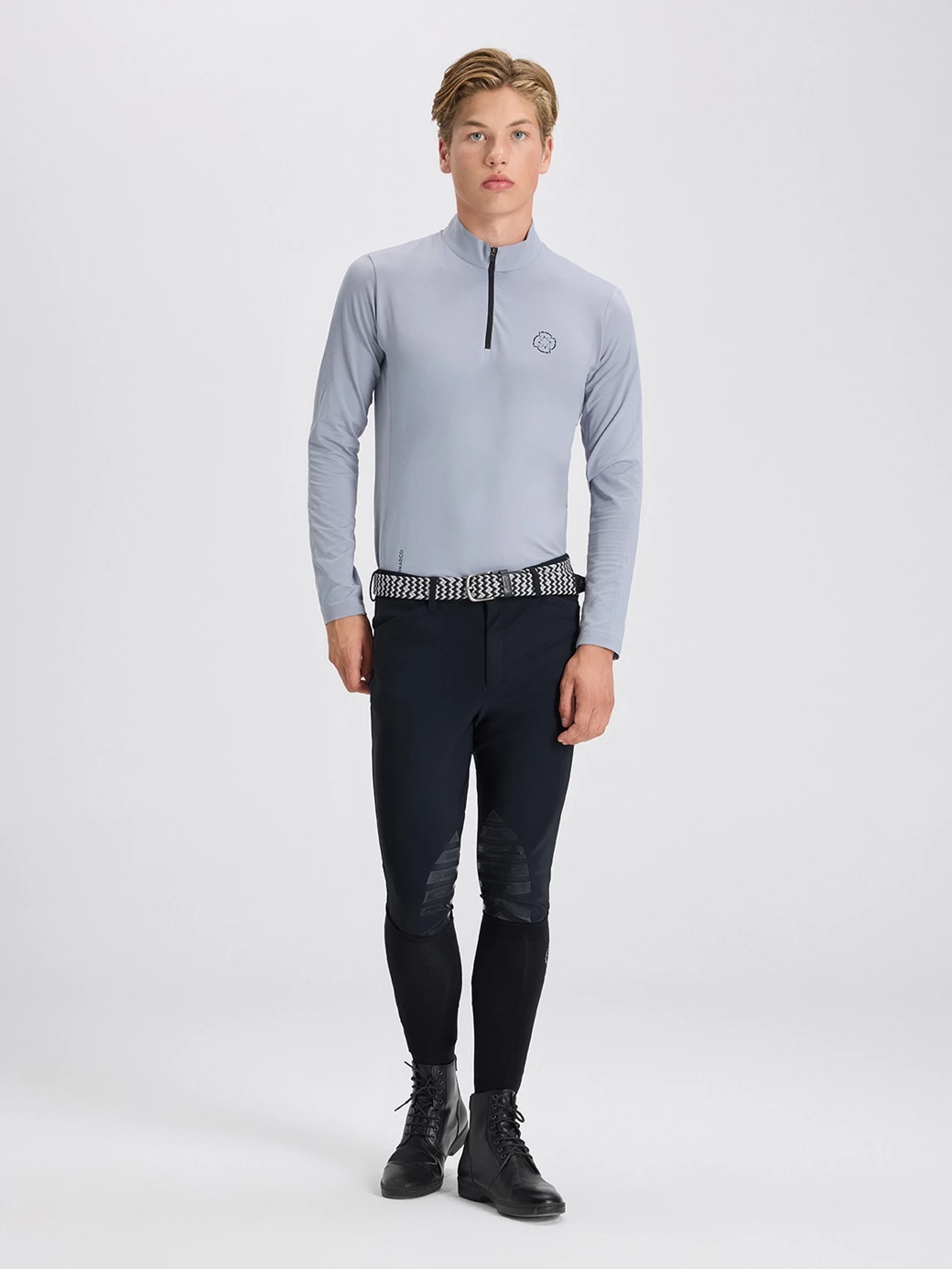 HELSINKI LIGHT GRAY MEN'S LONG SLEEVE BASE LAYER QUARTER ZIP 