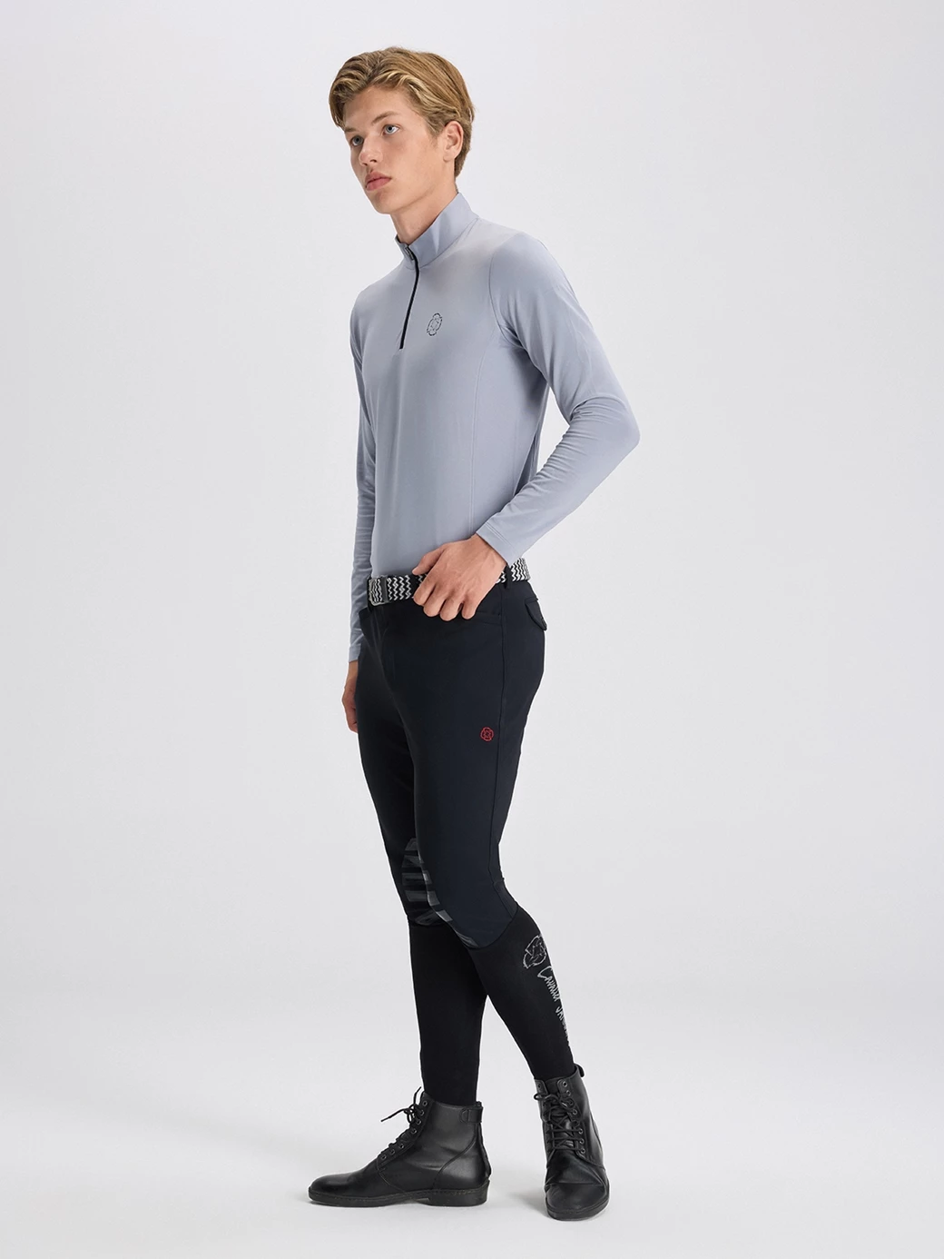 HELSINKI LIGHT GRAY MEN'S LONG SLEEVE BASE LAYER QUARTER ZIP 