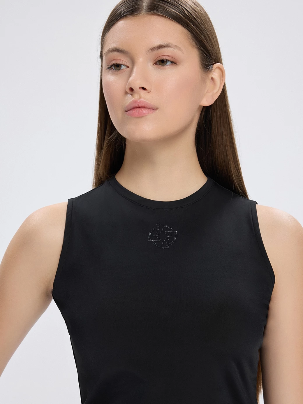 IBIZA BLACK T-SHIRT DONNA SENZA MANICHE 