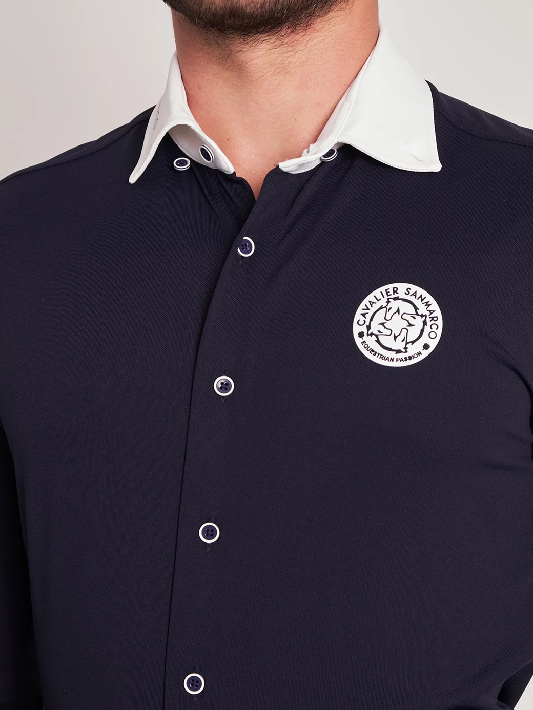 LUGANO NAVY/WHITE MEN'S COMPETITION SHIRT LONG SLEEVE B.D. COLLAR