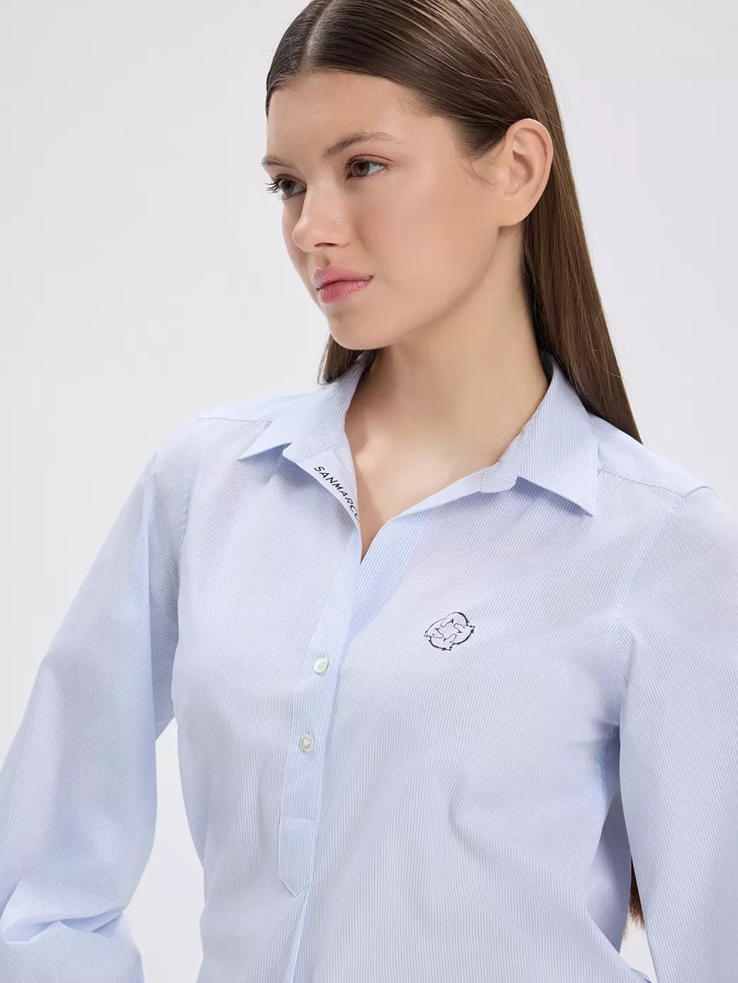 MARBELLA WHITE/BLUE KADIN UZUN KOL CASUAL GÖMLEK 