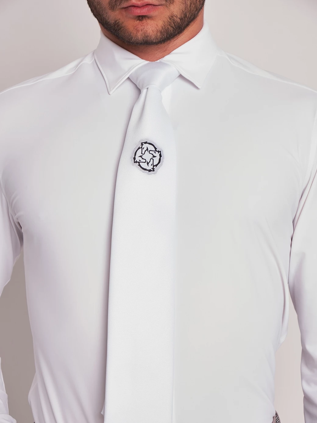 MENDERISO WHITE MEN'S COMPETITION SHIRT LONG SLEEVE SPREAD COLLAR
