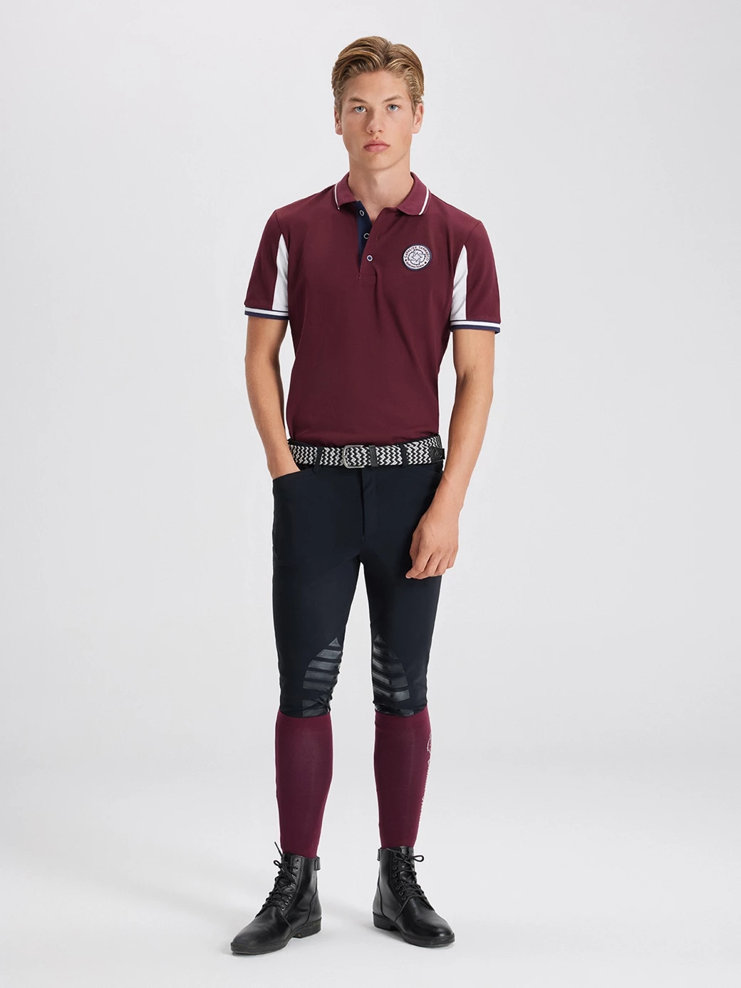 MONTANA BORDEAUX/WHITE MEN'S SOFT TRAINING POLO SHORT SLEEVE