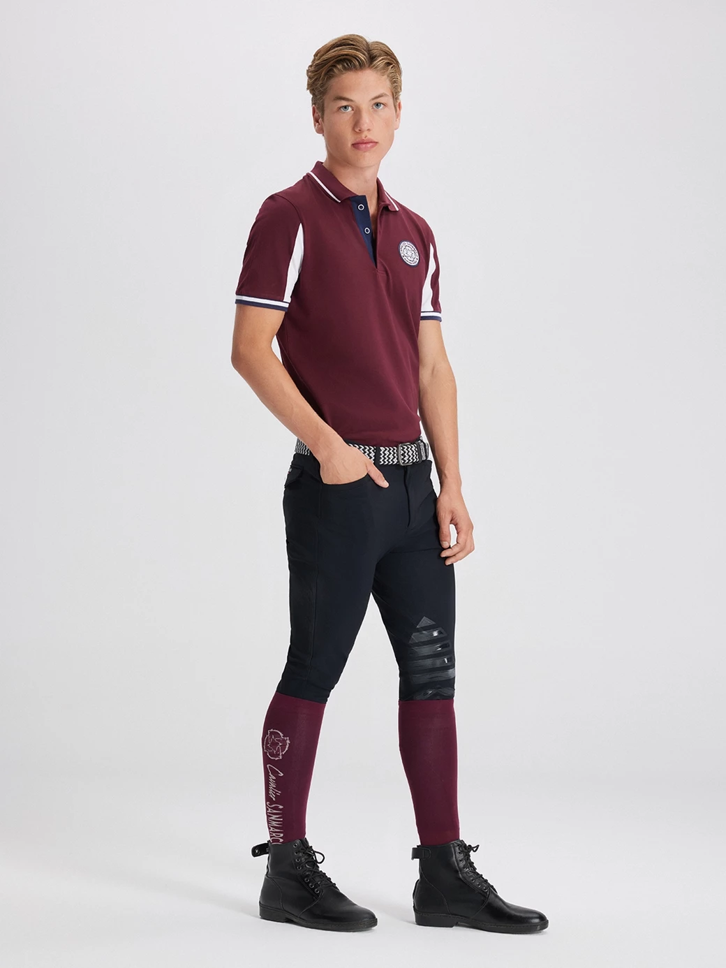 MONTANA BORDEAUX/WHITE MEN'S SOFT TRAINING POLO SHORT SLEEVE