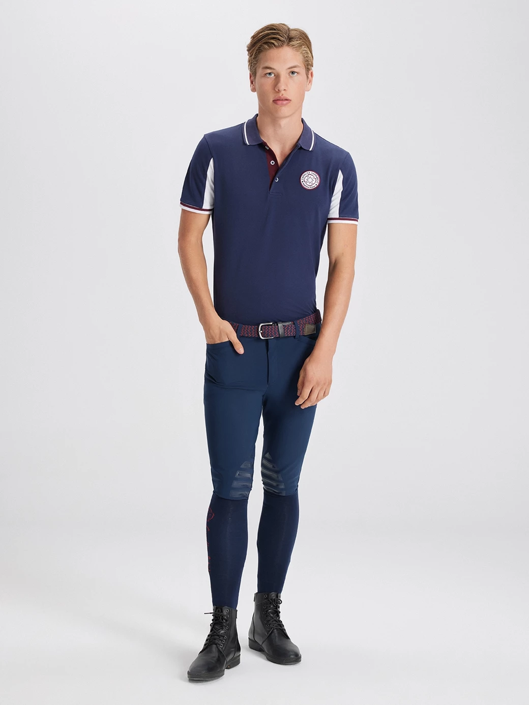 MONTANA NAVY/WHITE MEN'S SOFT TRAINING POLO SHORT SLEEVE