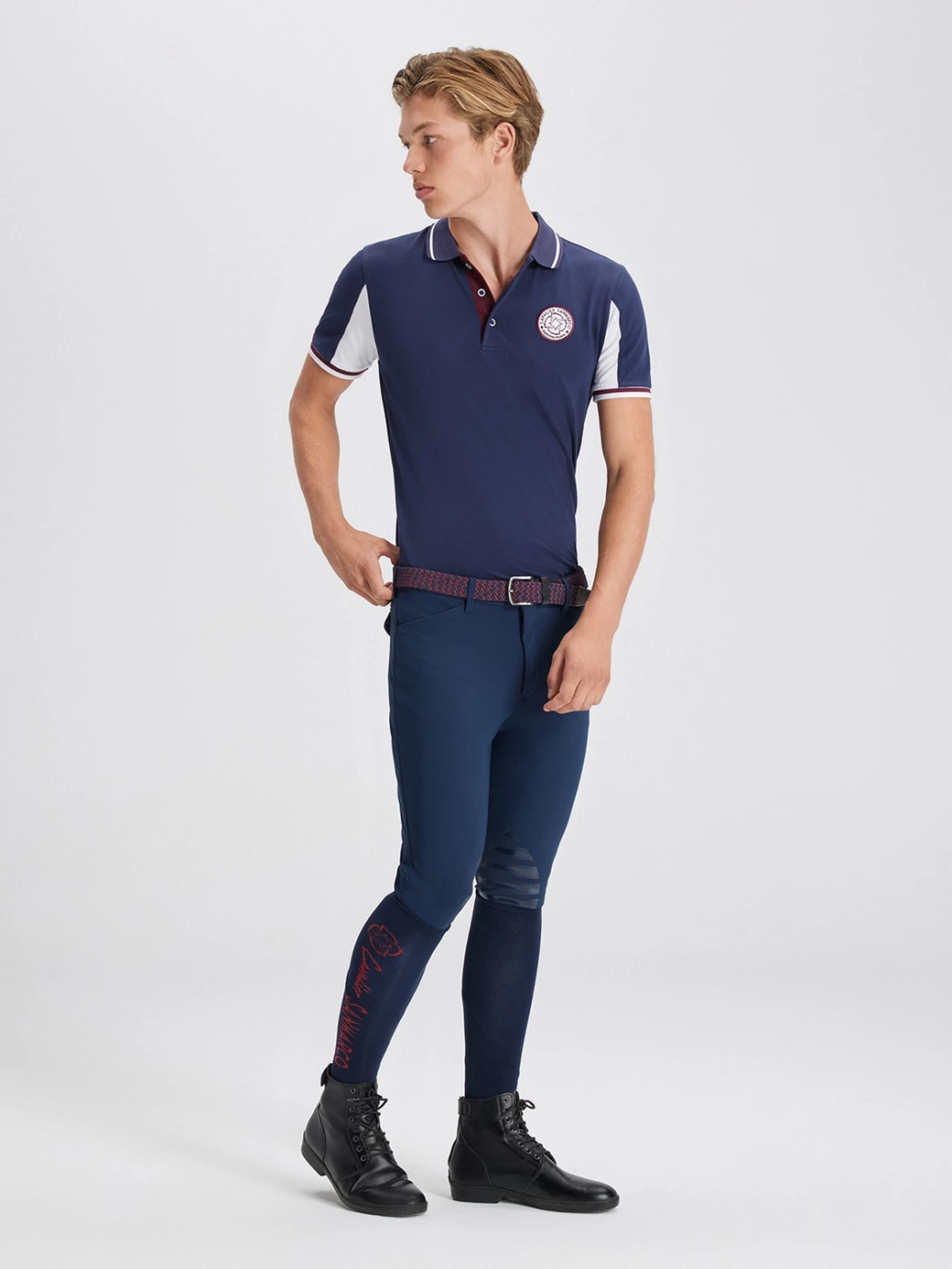 MONTANA NAVY/WHITE MEN'S SOFT TRAINING POLO SHORT SLEEVE