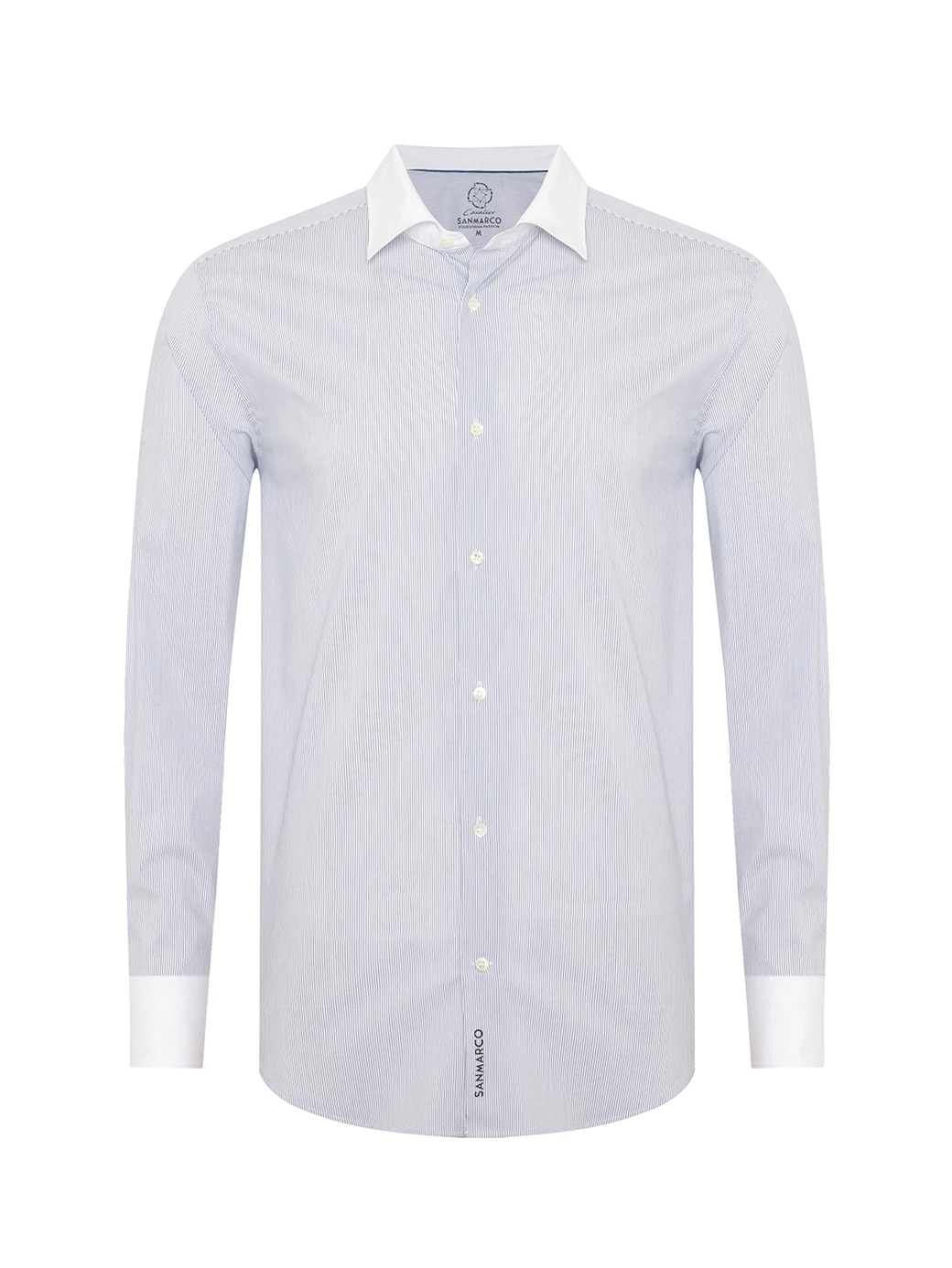 NAPOLI WHITE/BLUE MEN'S COMPETITION SHIRT LONG SLEEVE SPREAD COLLAR