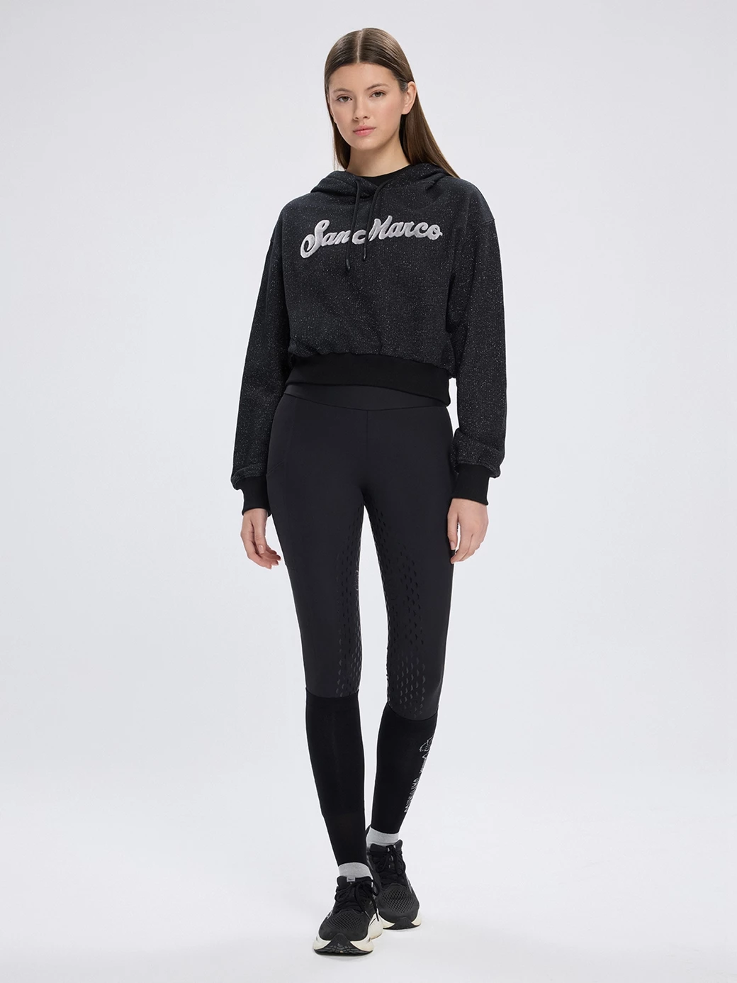 OLBIA BLACK/SILVER WOMEN'S CROP HOODIE