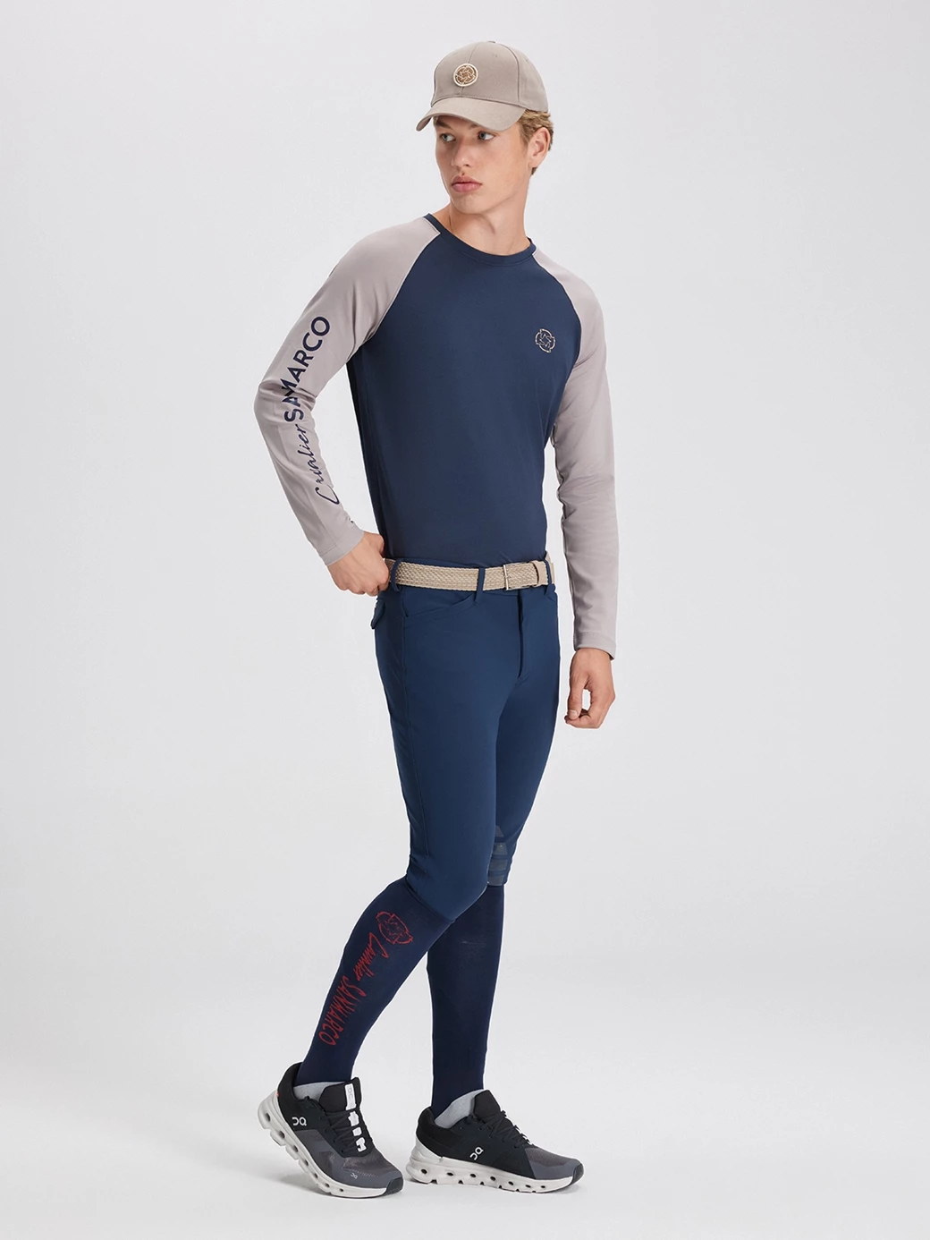 OSLO NAVY/BEIGE MEN'S LONG SLEEVE BASE LAYER 