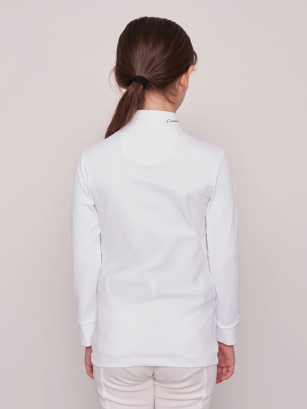 PAOLA-JR WHITE GIRL'S COMPETITION POLO LONG SLEEVE