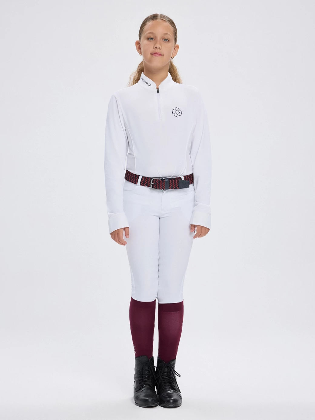 PAOLA-JR WHITE KIZ ÇOCUK UZUN KOL YARIŞMA POLO 