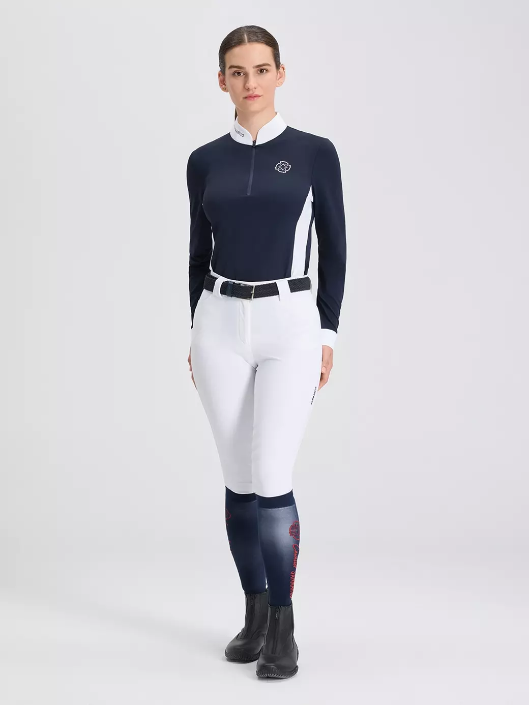 PAOLA NAVY/WHITE WOMEN'S COMPETITION POLO LONG SLEEVE