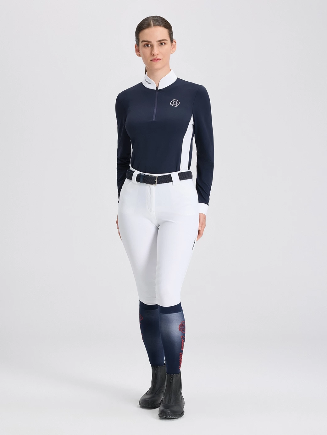 PAOLA NAVY/WHITE WOMEN'S COMPETITION POLO LONG SLEEVE 