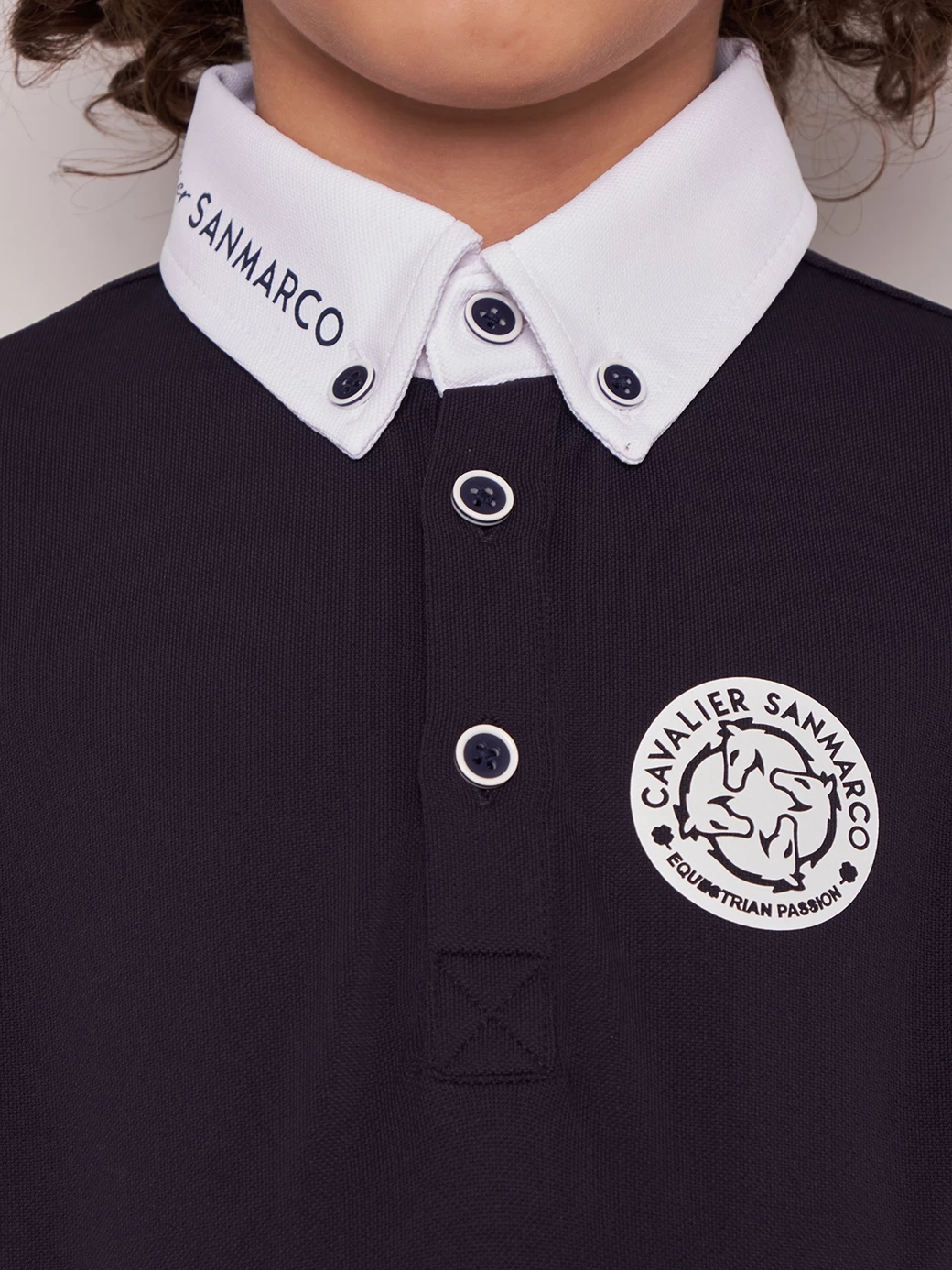 PAOLO-JR NAVY/WHITE BOY'S COMPETITION POLO LONG SLEEVE
