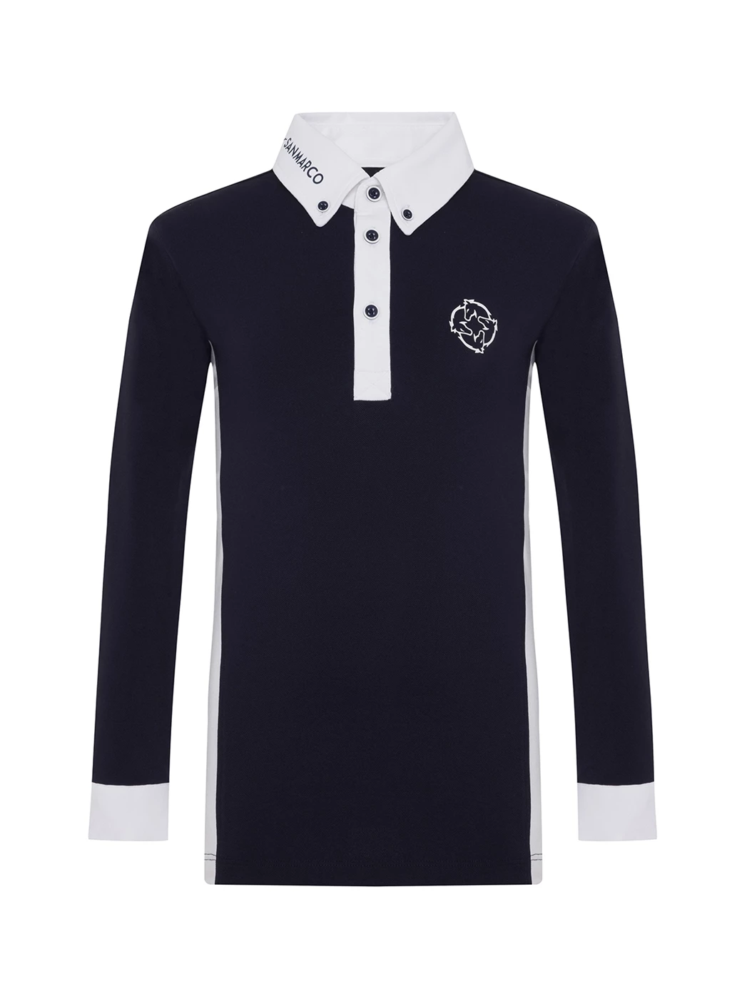PAOLO-JR NAVY/WHITE BOY'S COMPETITION POLO LONG SLEEVE