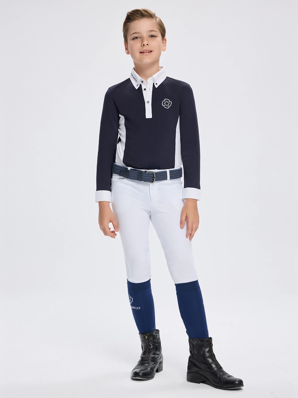 PAOLO-JR NAVY/WHITE ERKEK ÇOCUK UZUN KOL YARIŞMA POLO 