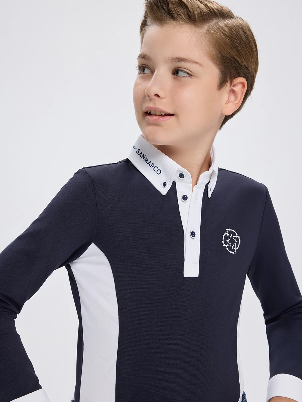 PAOLO-JR NAVY/WHITE ERKEK ÇOCUK UZUN KOL YARIŞMA POLO 